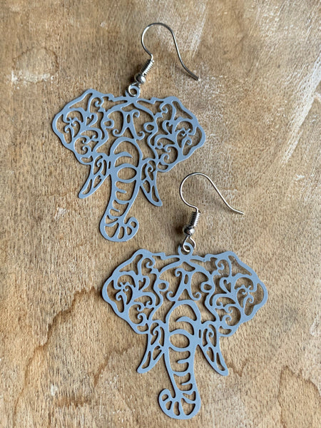 Boucles d’oreilles breloque éléphant gris alliage de métaux Comme un ange