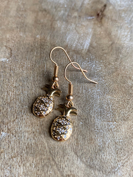 Boucles d’oreilles breloque ananas or Comme un ange