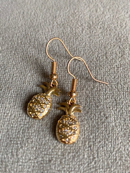 Boucles d’oreilles breloque ananas or Comme un ange