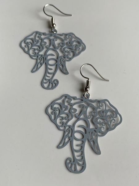 Boucles d’oreilles breloque éléphant gris alliage de métaux Comme un ange