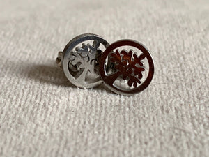 Boucles d’oreilles cabochon en stainless arbre de vie argent Comme un ange