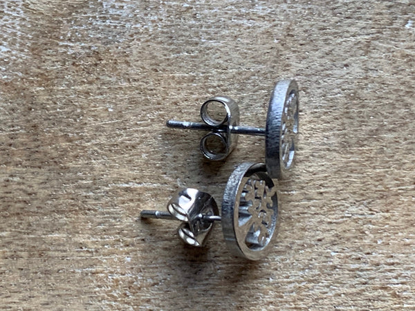 Boucles d’oreilles cabochon en stainless arbre de vie argent Comme un ange