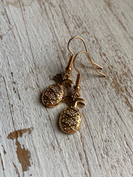Boucles d’oreilles breloque ananas or Comme un ange