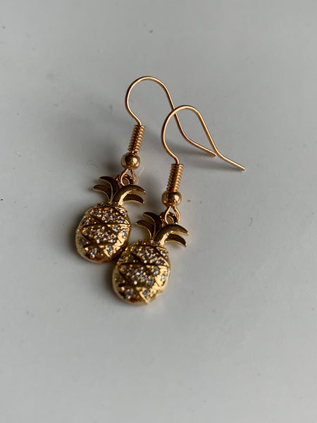 Boucles d’oreilles breloque ananas or Comme un ange