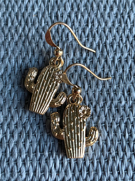 Boucles d’oreilles breloque cactus alliage de métaux or Comme un ange