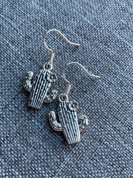 Boucles d’oreilles breloque cactus alliage de métaux argent Comme un ange
