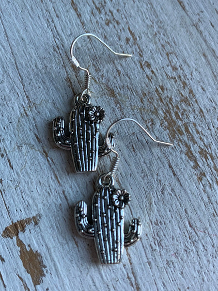 Boucles d’oreilles breloque cactus alliage de métaux argent Comme un ange