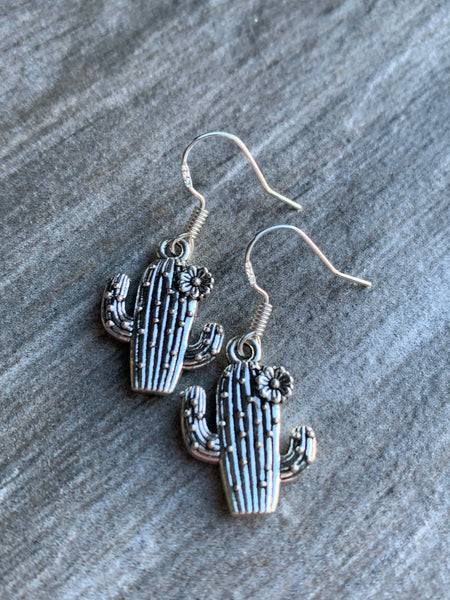 Boucles d’oreilles breloque cactus alliage de métaux argent Comme un ange