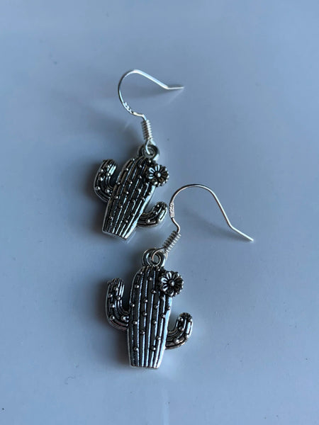 Boucles d’oreilles breloque cactus alliage de métaux argent Comme un ange
