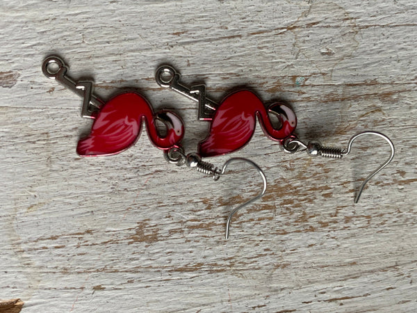 Boucles d’oreilles breloque flamant rose alliage de métaux argent Comme un ange