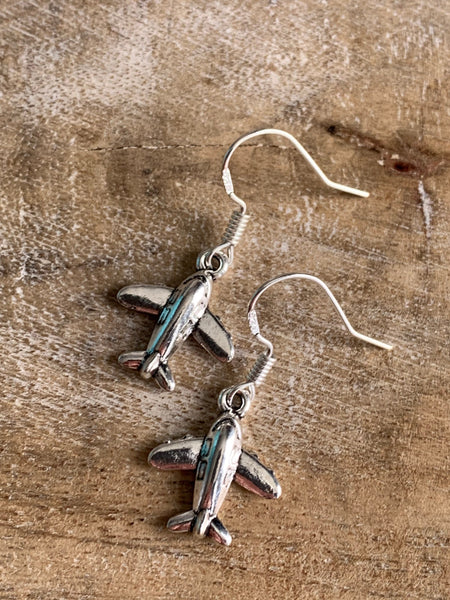 Boucles d’oreilles breloque avion argent Comme un ange