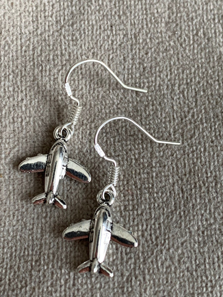 Boucles d’oreilles breloque avion argent Comme un ange