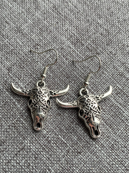 Boucles d’oreilles tête de taureau argent Comme un ange