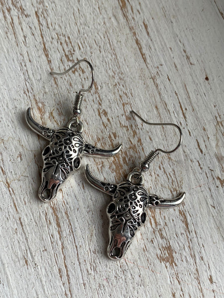 Boucles d’oreilles tête de taureau argent Comme un ange