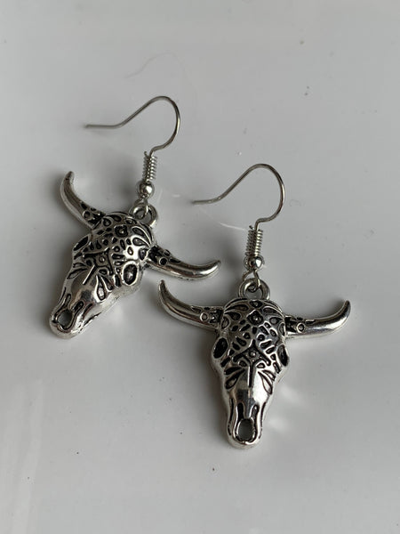 Boucles d’oreilles tête de taureau argent Comme un ange