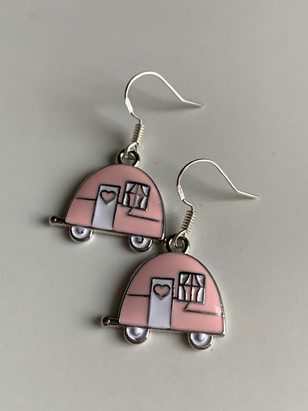 Boucles d’oreilles breloque roulotte traîler tente alliage de métaux argent camping Comme un ange