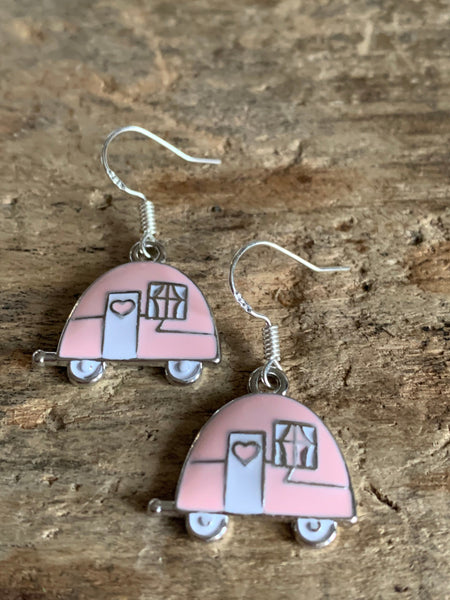Boucles d’oreilles breloque roulotte traîler tente alliage de métaux argent camping Comme un ange