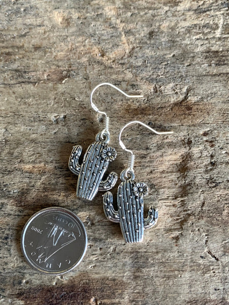 Boucles d’oreilles breloque cactus alliage de métaux argent Comme un ange