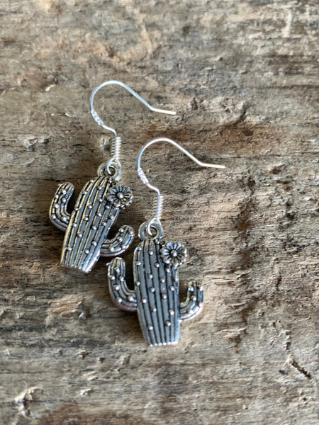 Boucles d’oreilles breloque cactus alliage de métaux argent Comme un ange