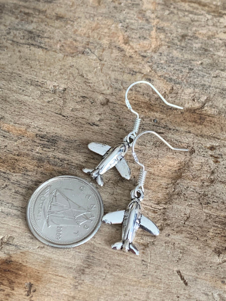 Boucles d’oreilles breloque avion argent Comme un ange