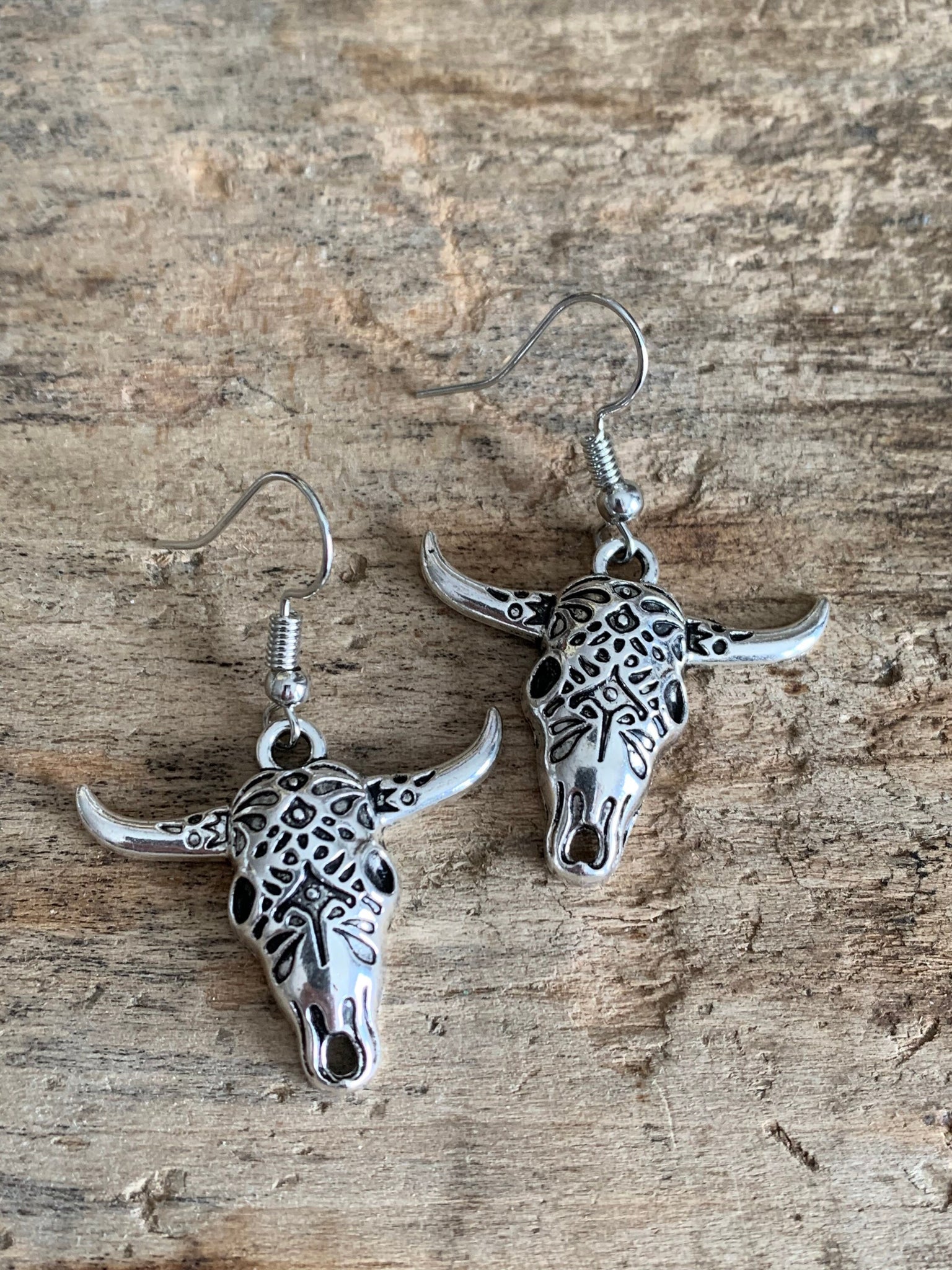 Boucles d’oreilles tête de taureau argent Comme un ange