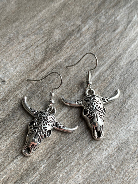 Boucles d’oreilles tête de taureau argent Comme un ange