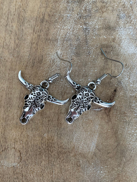 Boucles d’oreilles tête de taureau argent Comme un ange