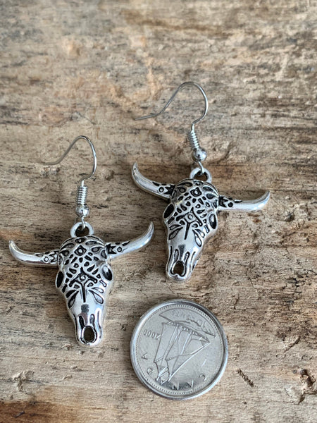 Boucles d’oreilles tête de taureau argent Comme un ange