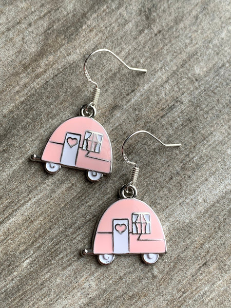 Boucles d’oreilles breloque roulotte traîler tente alliage de métaux argent camping Comme un ange