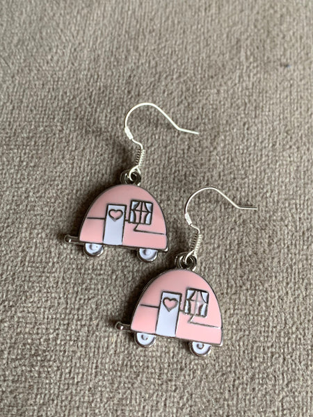 Boucles d’oreilles breloque roulotte traîler tente alliage de métaux argent camping Comme un ange