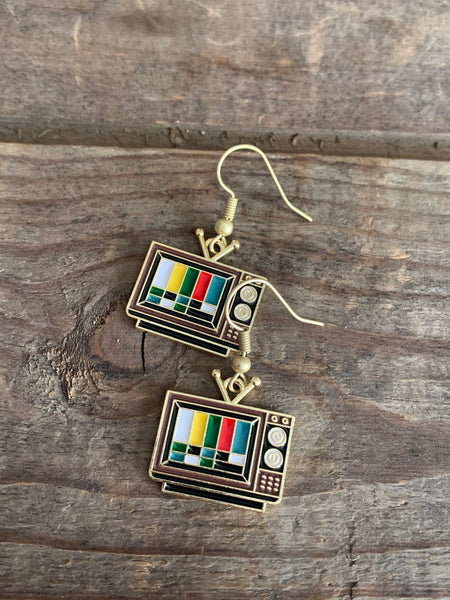 Boucles d’oreilles breloque télévision vintage alliage de métaux or téléviseur Comme un ange