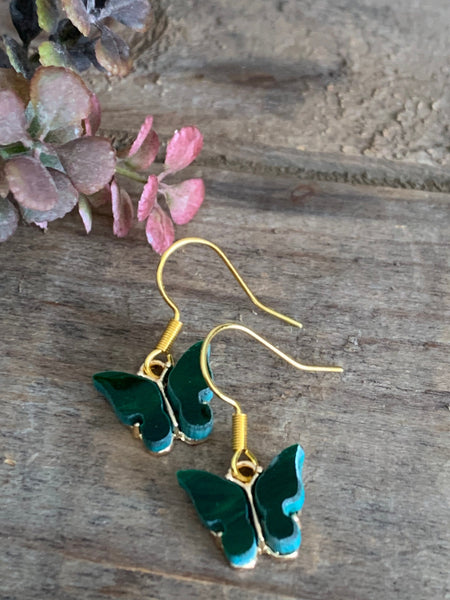 Boucles d’oreilles vertes papillon en liberté Comme un ange