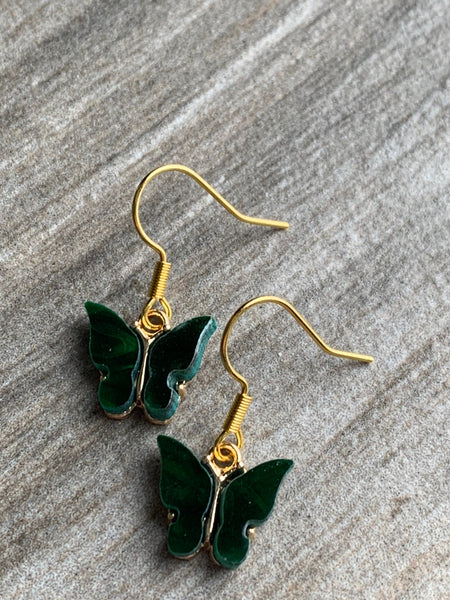 Boucles d’oreilles vertes papillon en liberté Comme un ange