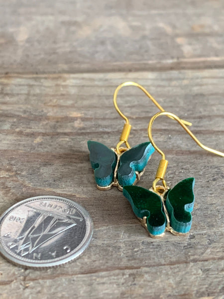 Boucles d’oreilles vertes papillon en liberté Comme un ange