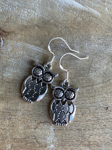 Boucles d’oreilles breloque hibou alliage de métaux argent Comme un ange