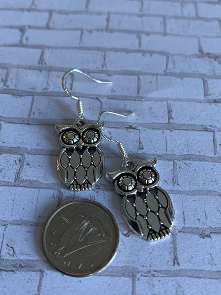 Boucles d’oreilles breloque hibou alliage de métaux argent Comme un ange