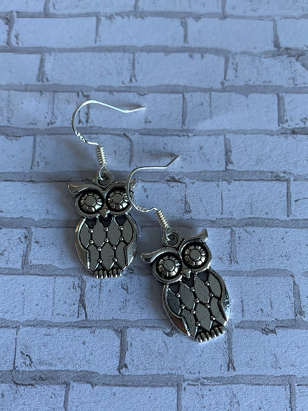 Boucles d’oreilles breloque hibou alliage de métaux argent Comme un ange