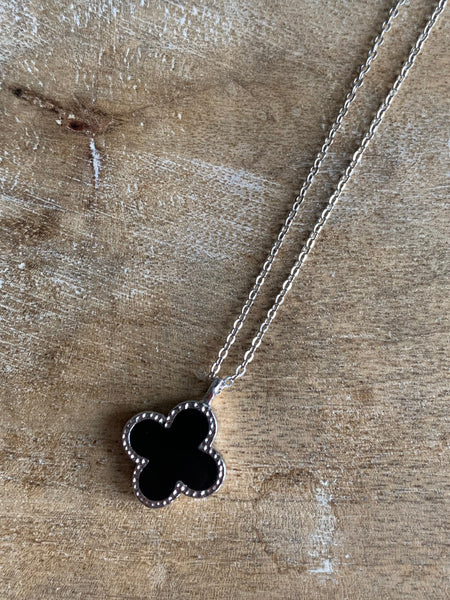 Collier chaîne breloque croix noir alliage de métaux argent Comme un ange