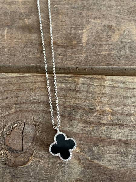 Collier chaîne breloque croix noir alliage de métaux argent Comme un ange