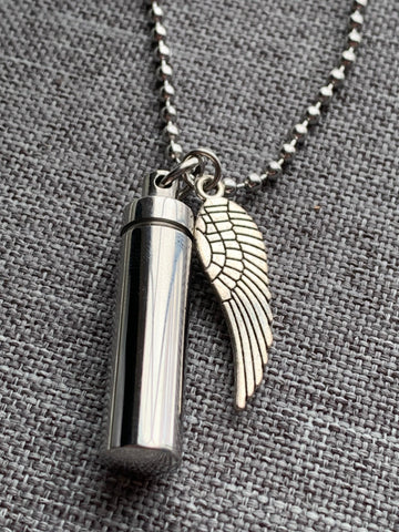 Collier breloque plume d’ange bijoux commémoratif alliage de métaux argent