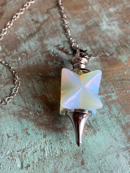Pendule markaba  sur chaîne alliage de métaux argent pendulum mystique énergie positive reiki Comme un ange