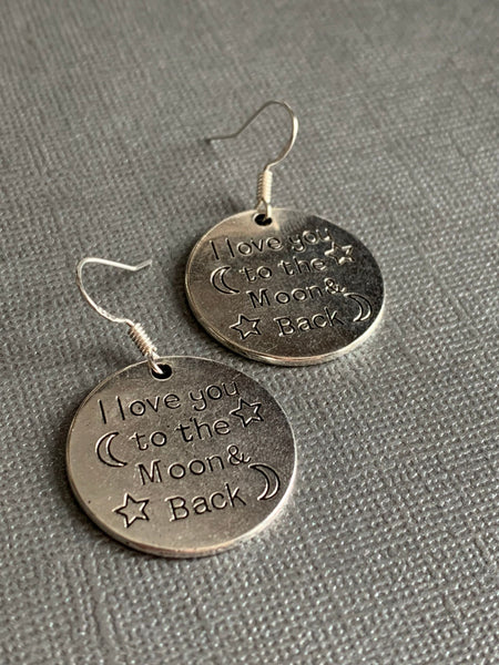Boucles d’oreilles couleur argent love you to the moon silver earrings Comme un ange