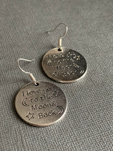Boucles d’oreilles couleur argent love you to the moon silver earrings Comme un ange