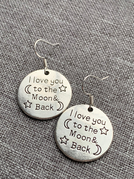 Boucles d’oreilles couleur argent love you to the moon silver earrings Comme un ange