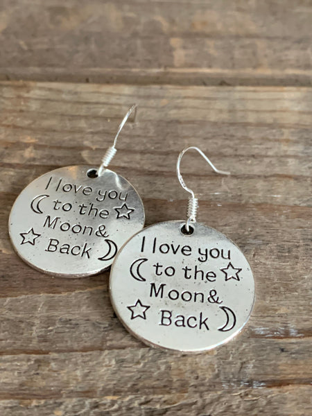 Boucles d’oreilles couleur argent love you to the moon silver earrings Comme un ange