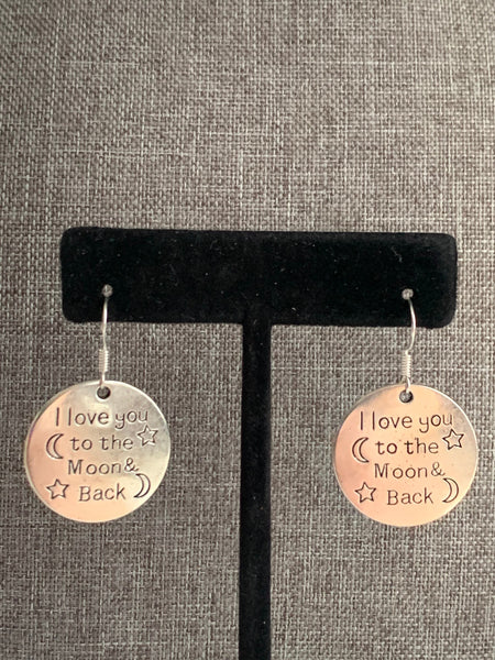 Boucles d’oreilles couleur argent love you to the moon silver earrings Comme un ange