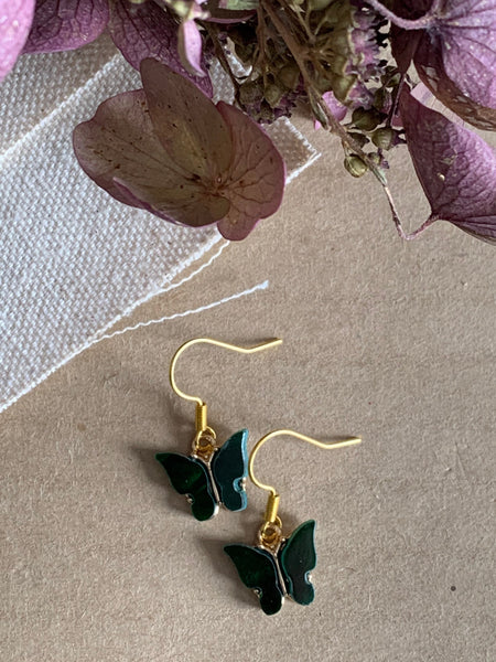 Boucles d’oreilles vertes papillon en liberté Comme un ange