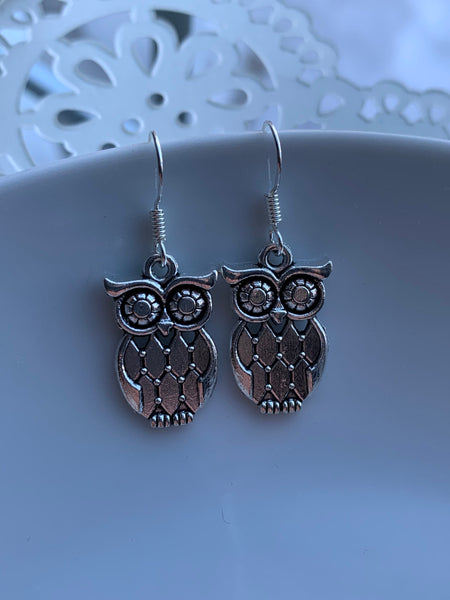Boucles d’oreilles breloque hibou alliage de métaux argent Comme un ange