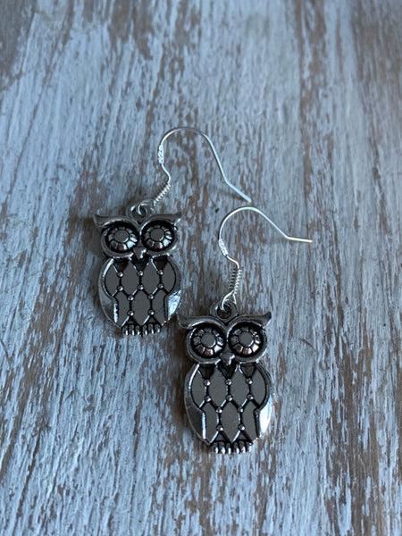 Boucles d’oreilles breloque hibou alliage de métaux argent Comme un ange
