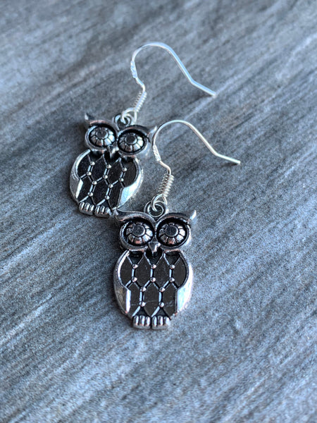 Boucles d’oreilles breloque hibou alliage de métaux argent Comme un ange